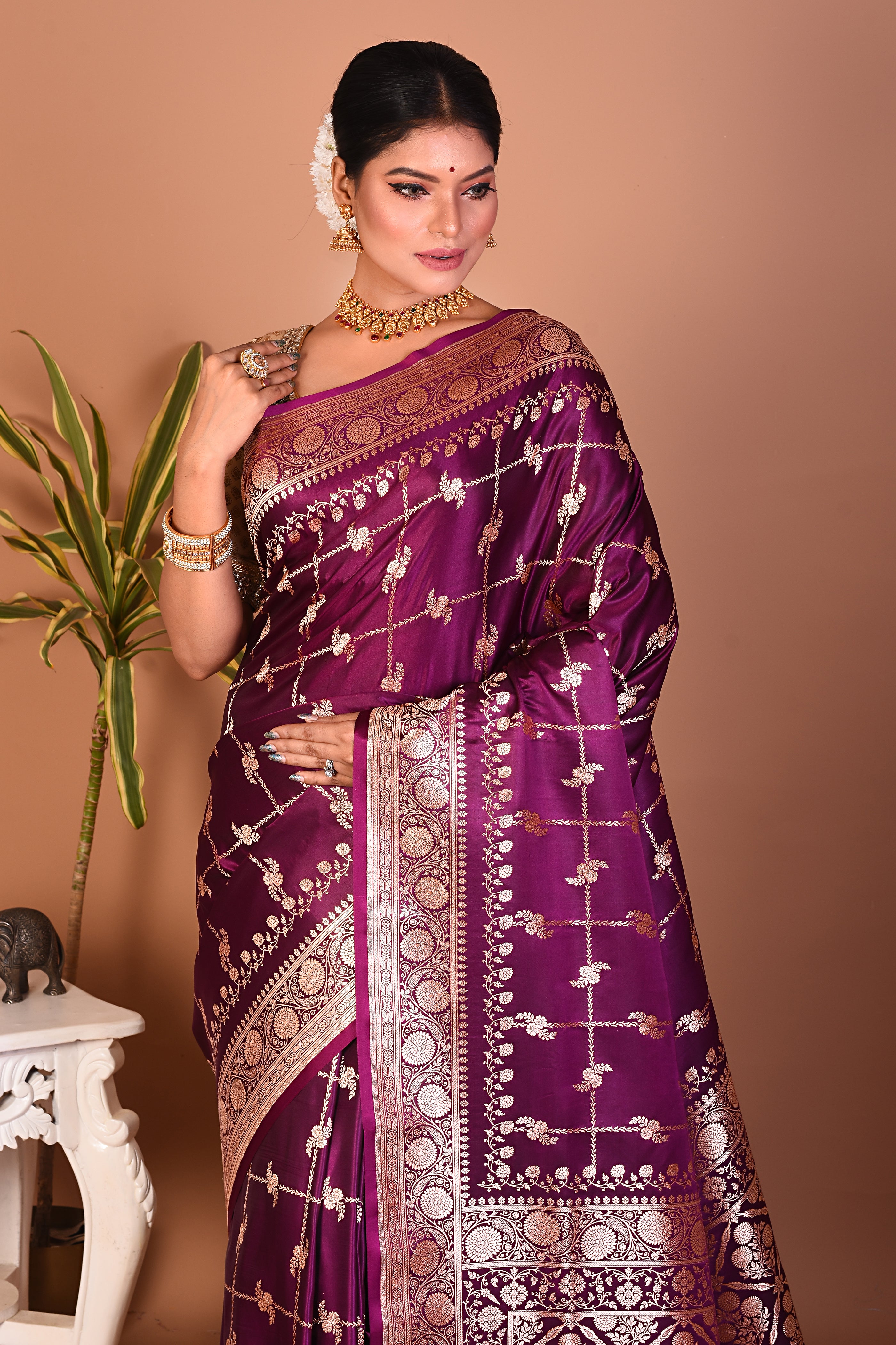 Gorgeous Purple Banarasi Saree - Keya Seth Exclusive