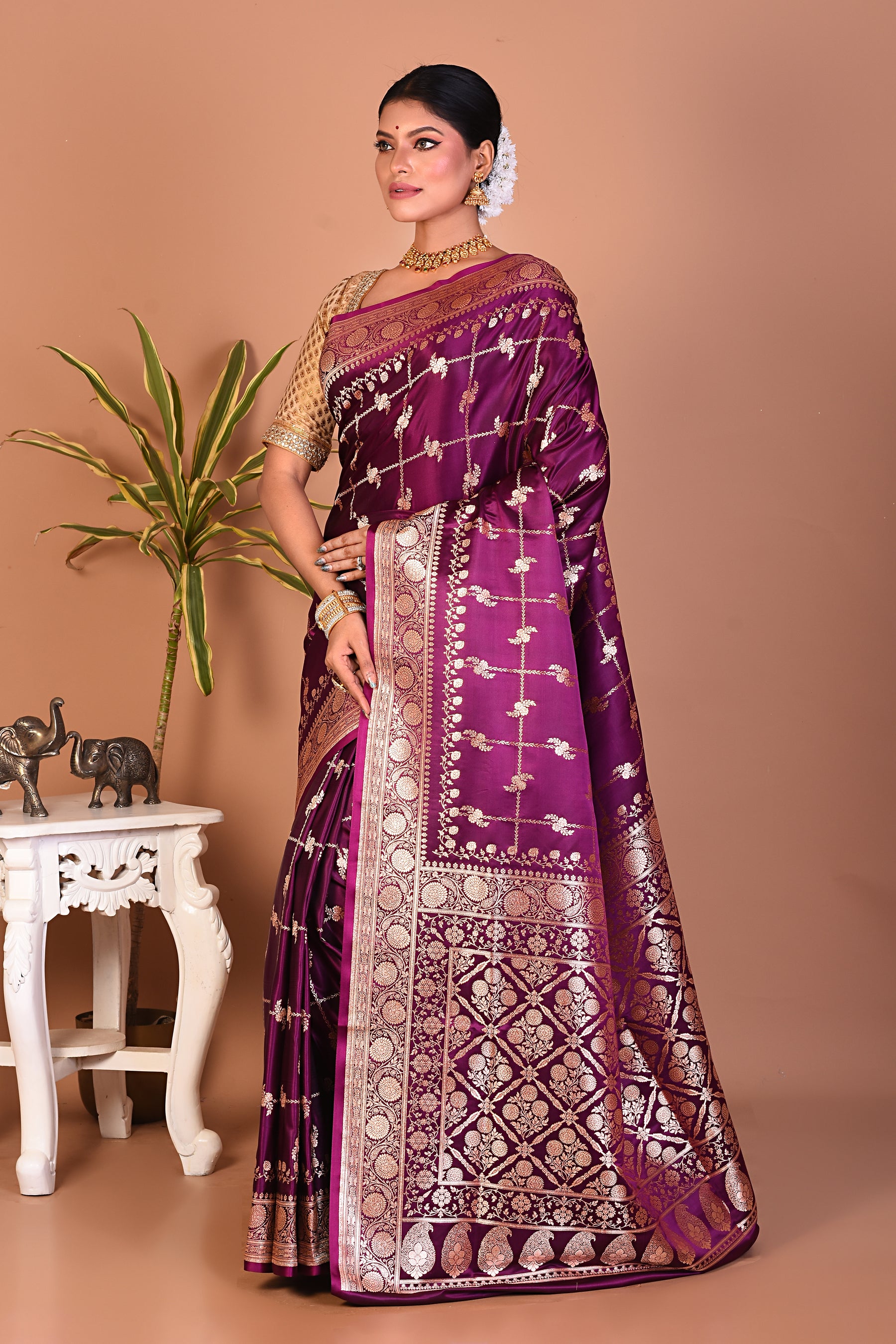 Gorgeous Purple Banarasi Saree - Keya Seth Exclusive