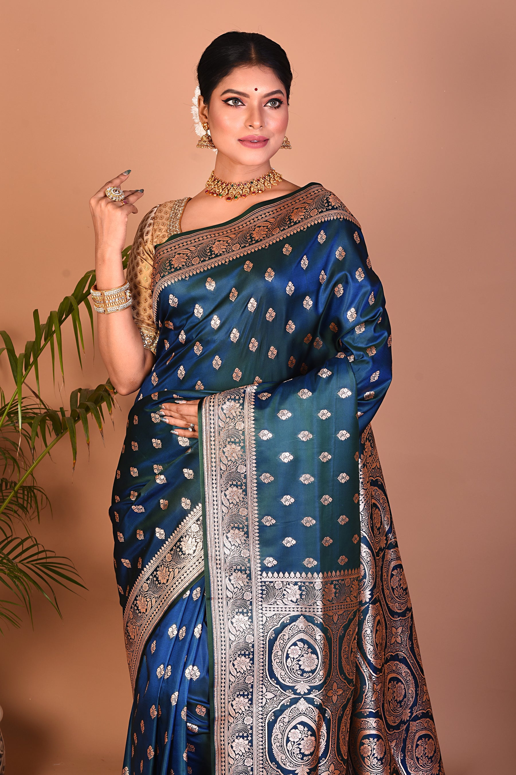 Lightweight Dark Green Banarasi Saree - Keya Seth Exclusive