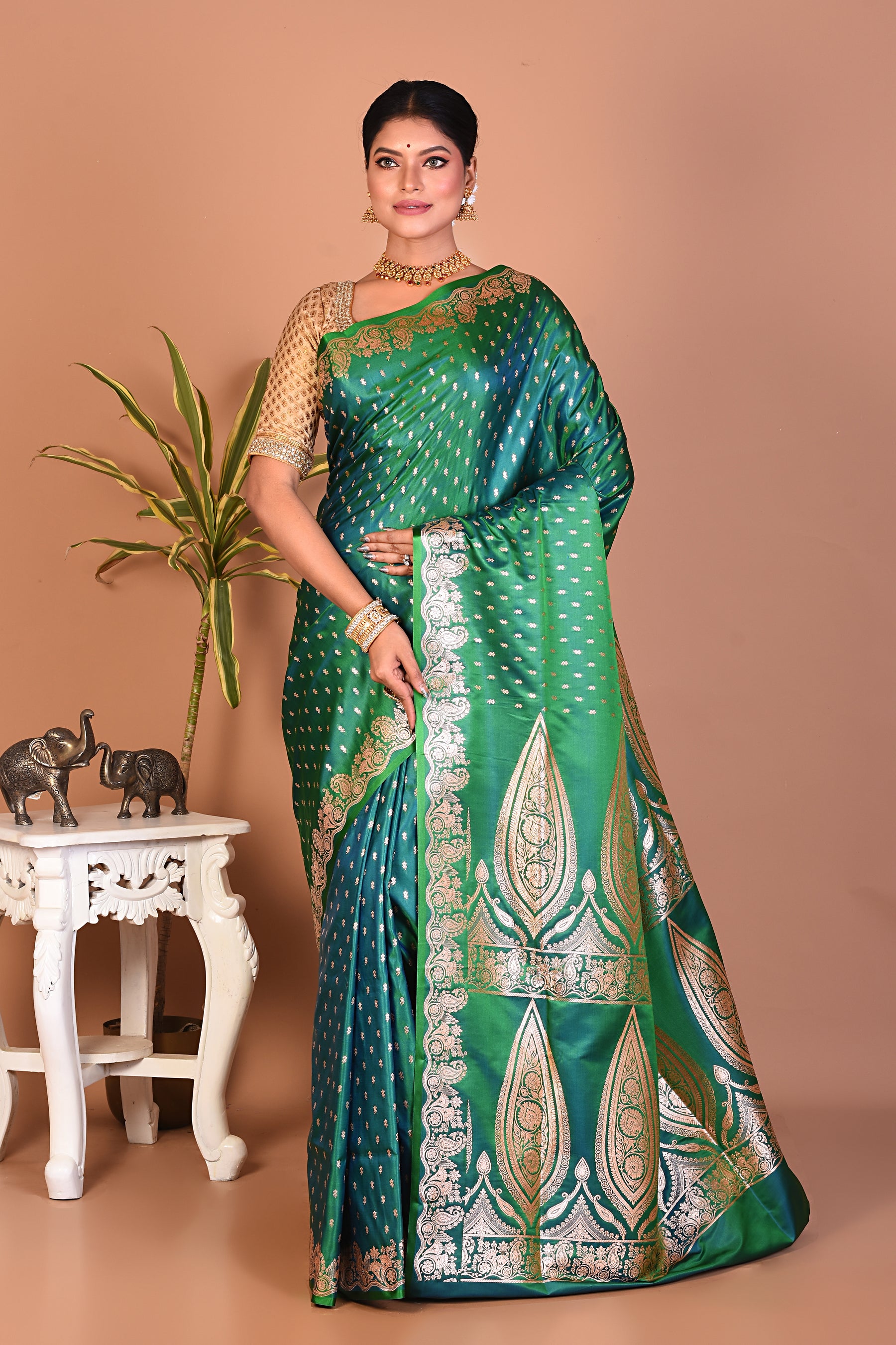 Gorgeous Green Banarasi Saree - Keya Seth Exclusive