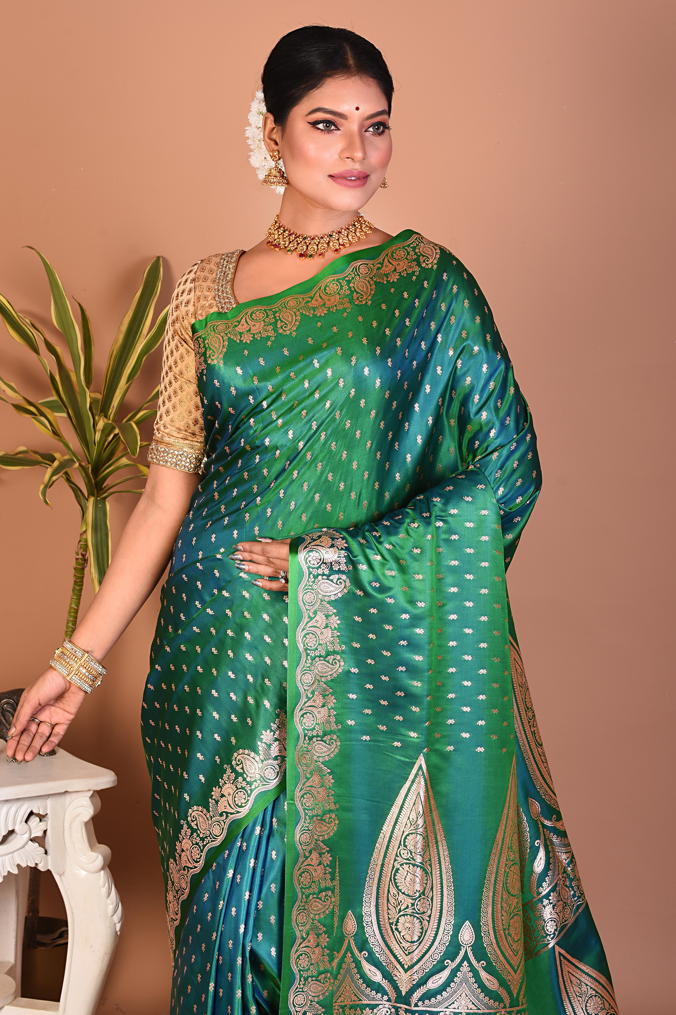 Gorgeous Green Banarasi Saree - Keya Seth Exclusive