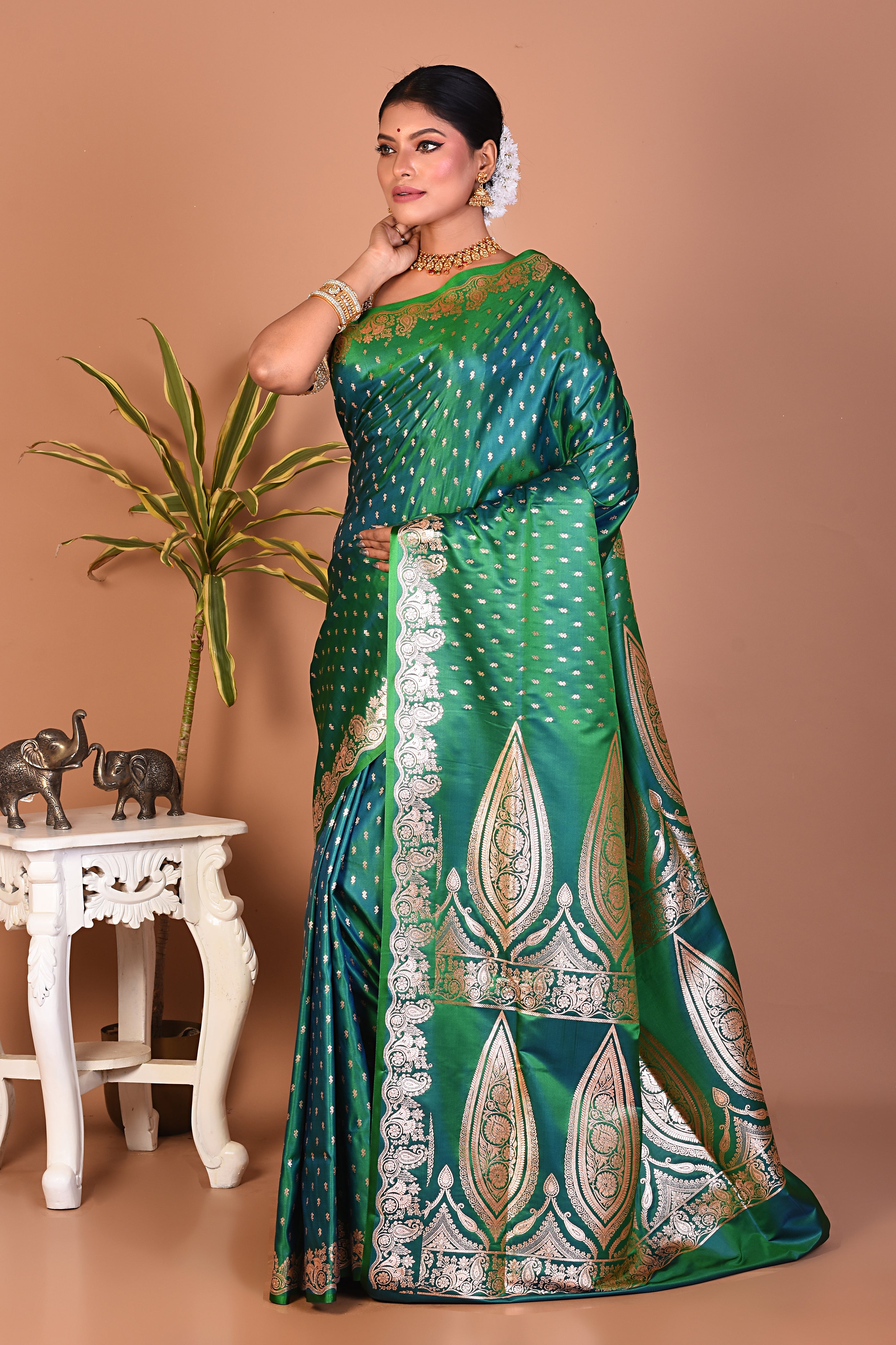 Gorgeous Green Banarasi Saree - Keya Seth Exclusive