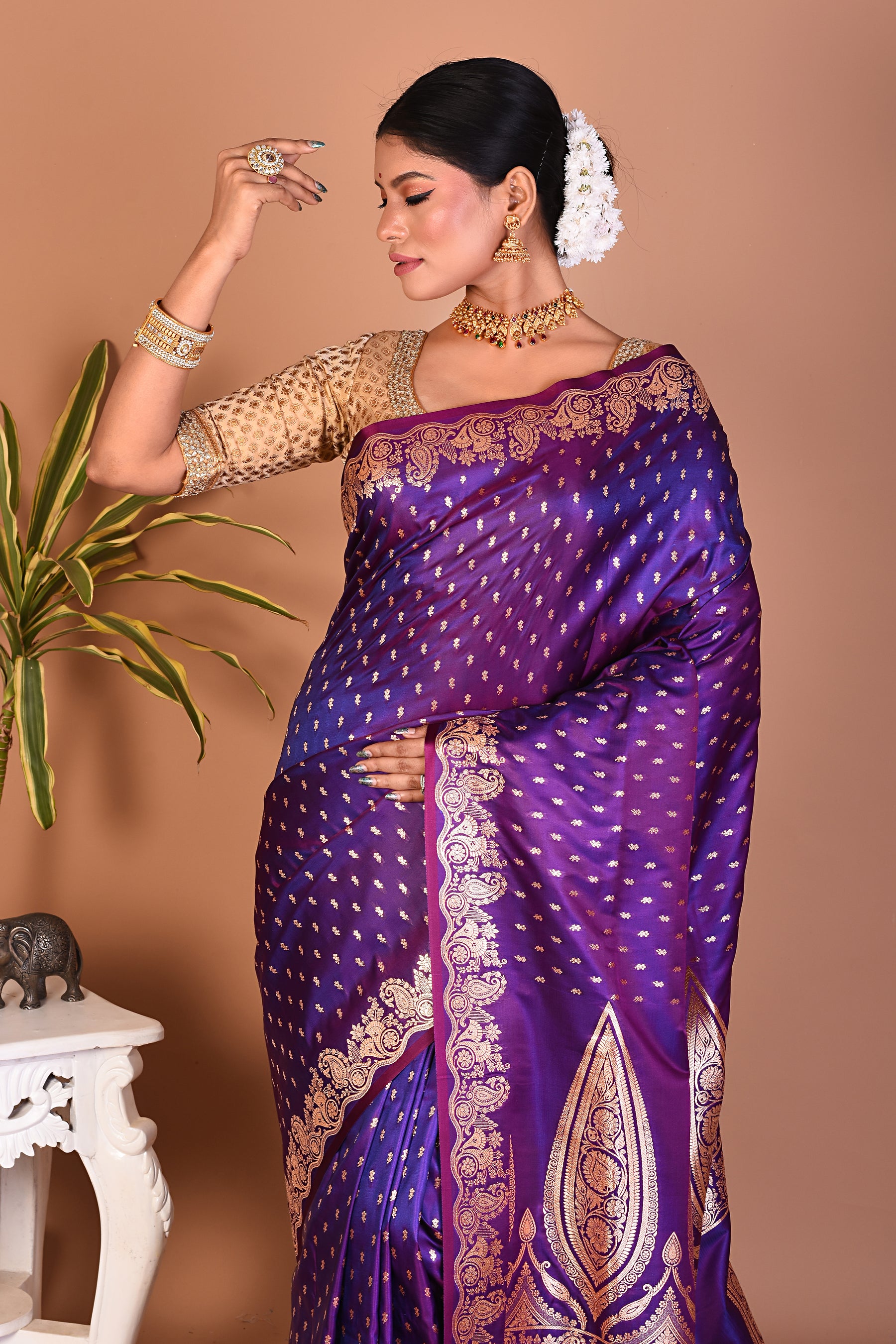 Gorgeous Purple Banarasi Saree - Keya Seth Exclusive