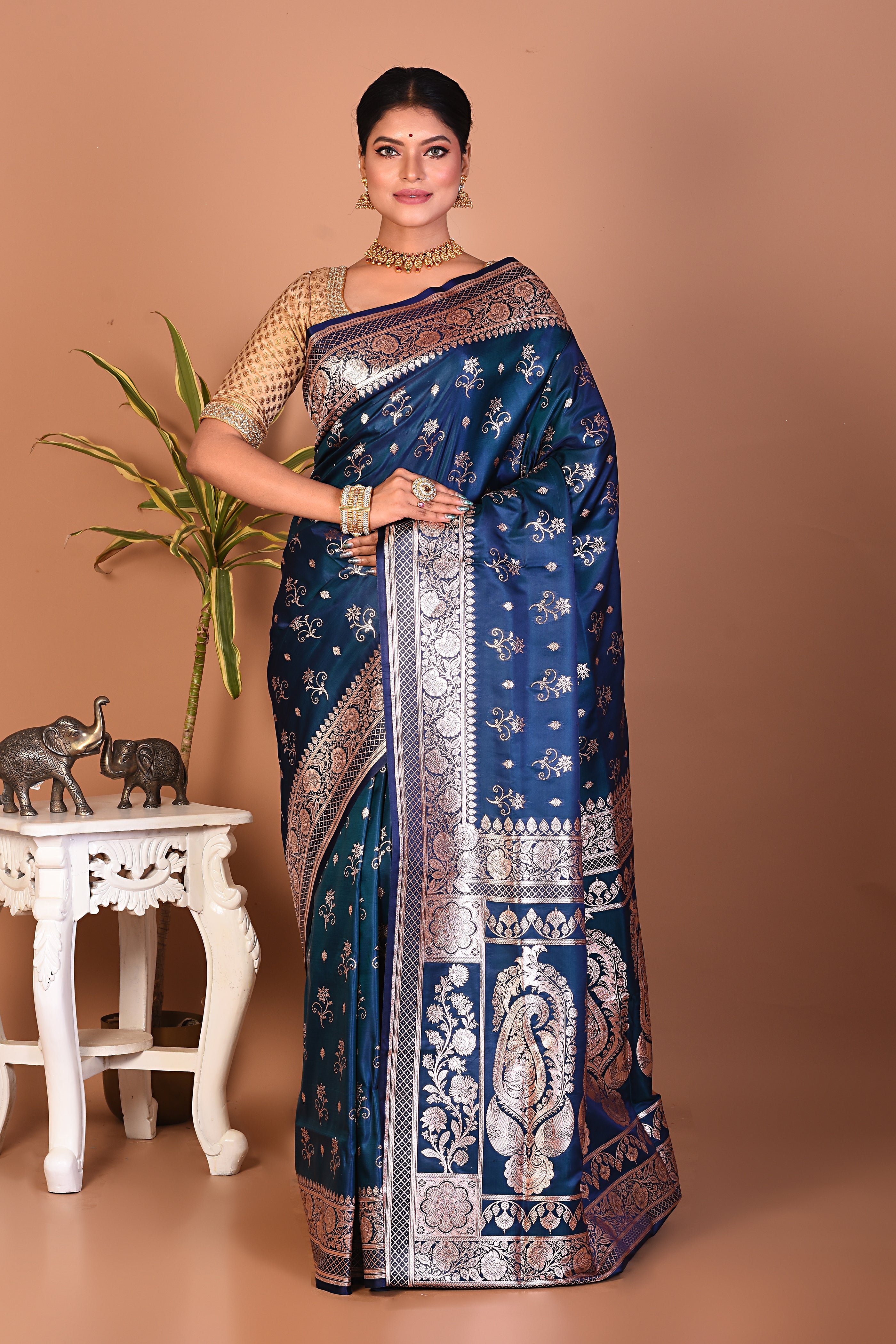 Gorgeous Bright Blue Banarasi Saree - Keya Seth Exclusive