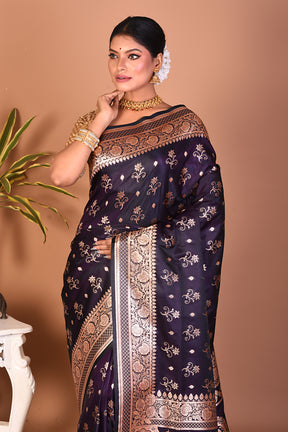 Elegant Deep Purple Banarasi Saree - Keya Seth Exclusive