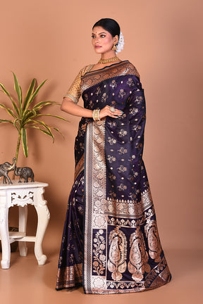 Elegant Deep Purple Banarasi Saree - Keya Seth Exclusive