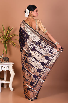 Elegant Deep Purple Banarasi Saree - Keya Seth Exclusive