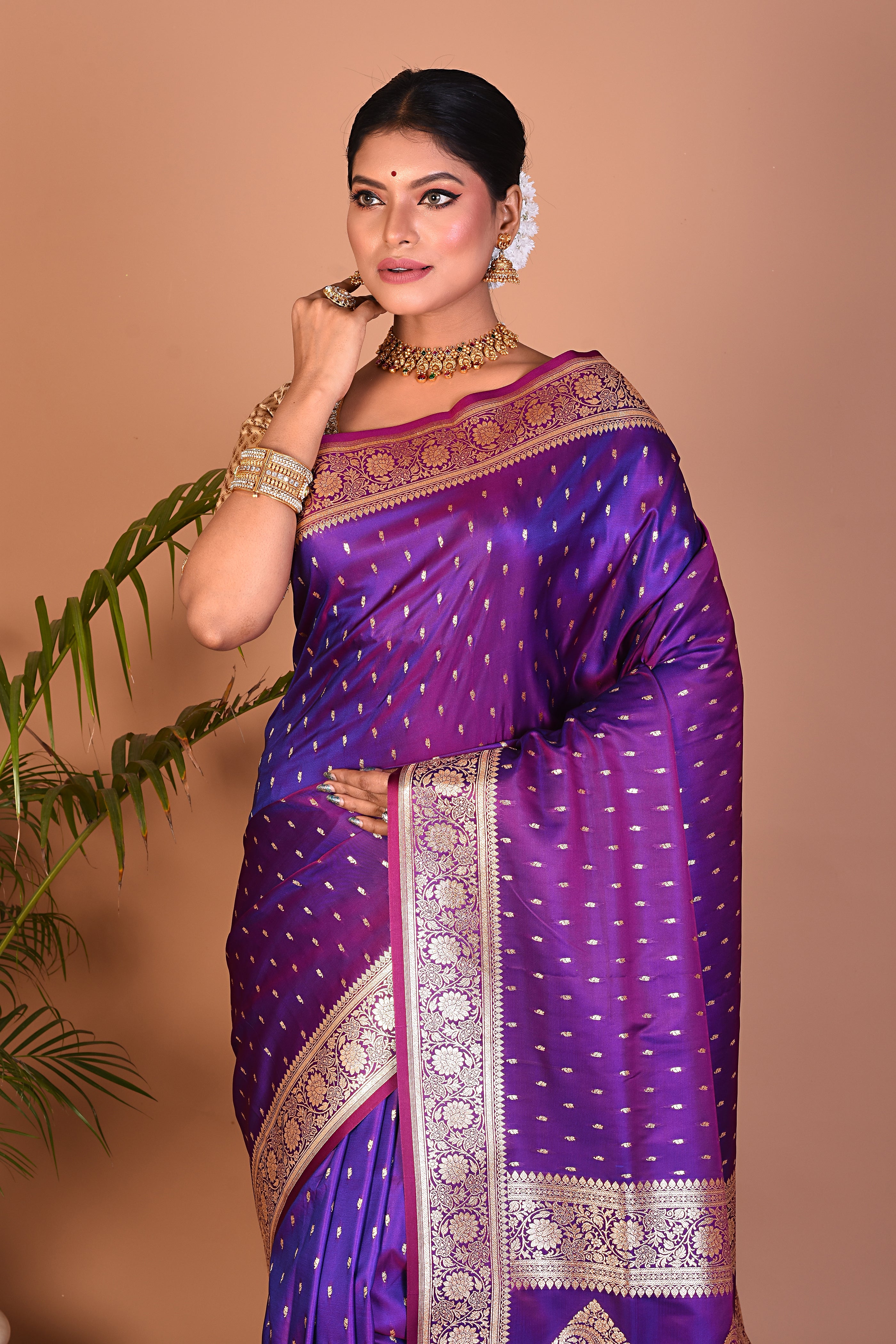 Lightweight Violet Banarasi Saree - Keya Seth Exclusive