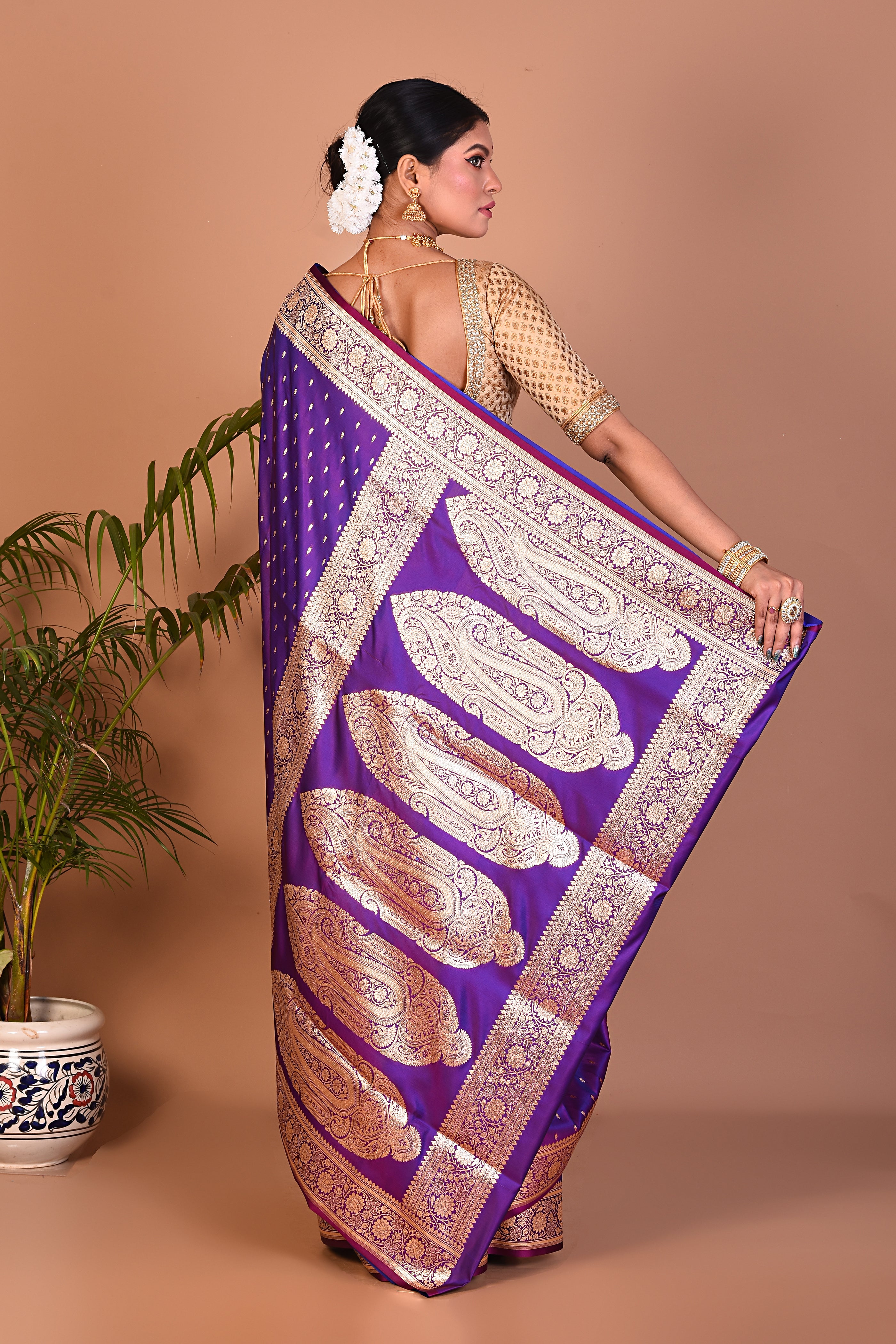 Lightweight Violet Banarasi Saree - Keya Seth Exclusive