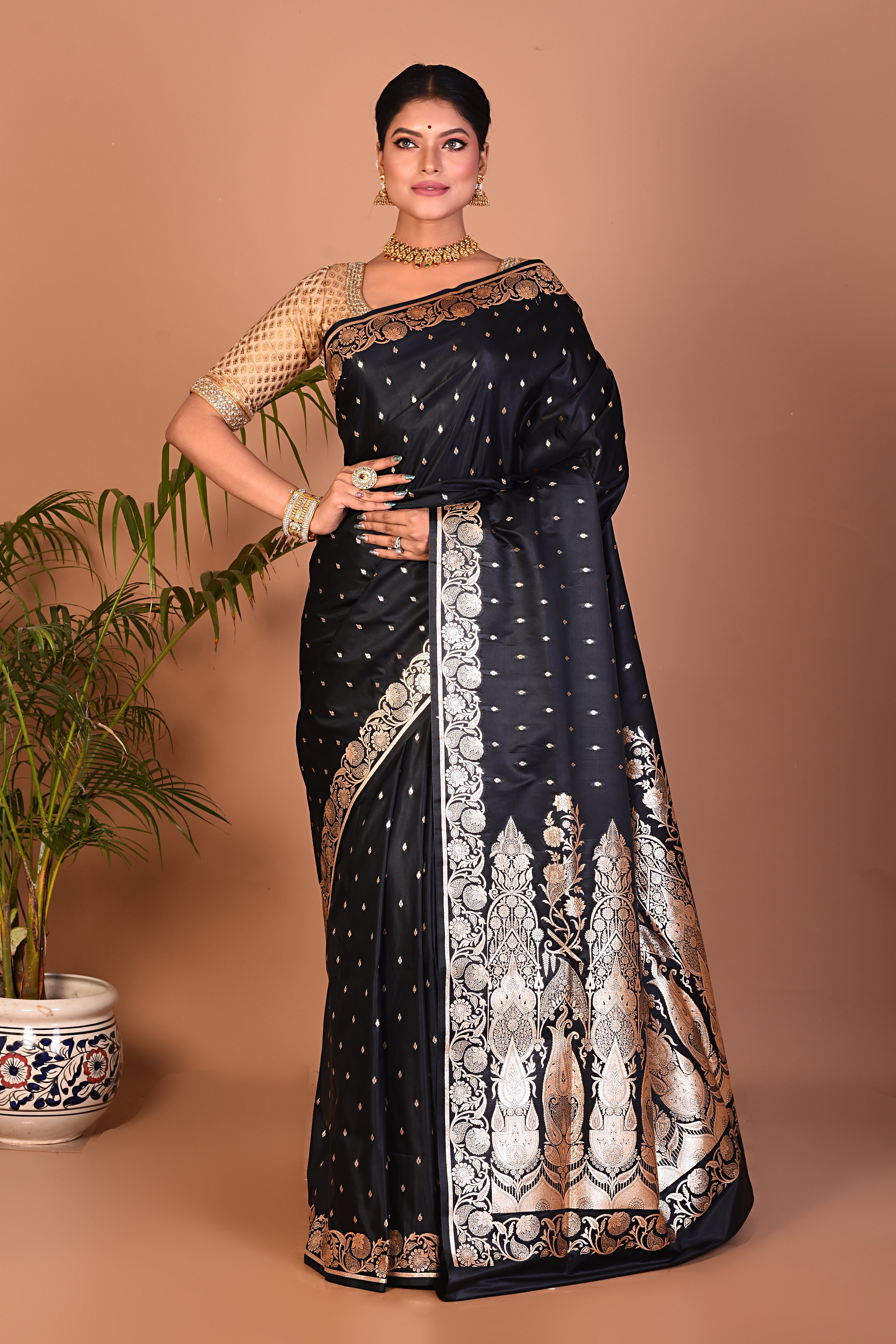 Lightweight Black Banarasi Saree - Keya Seth Exclusive