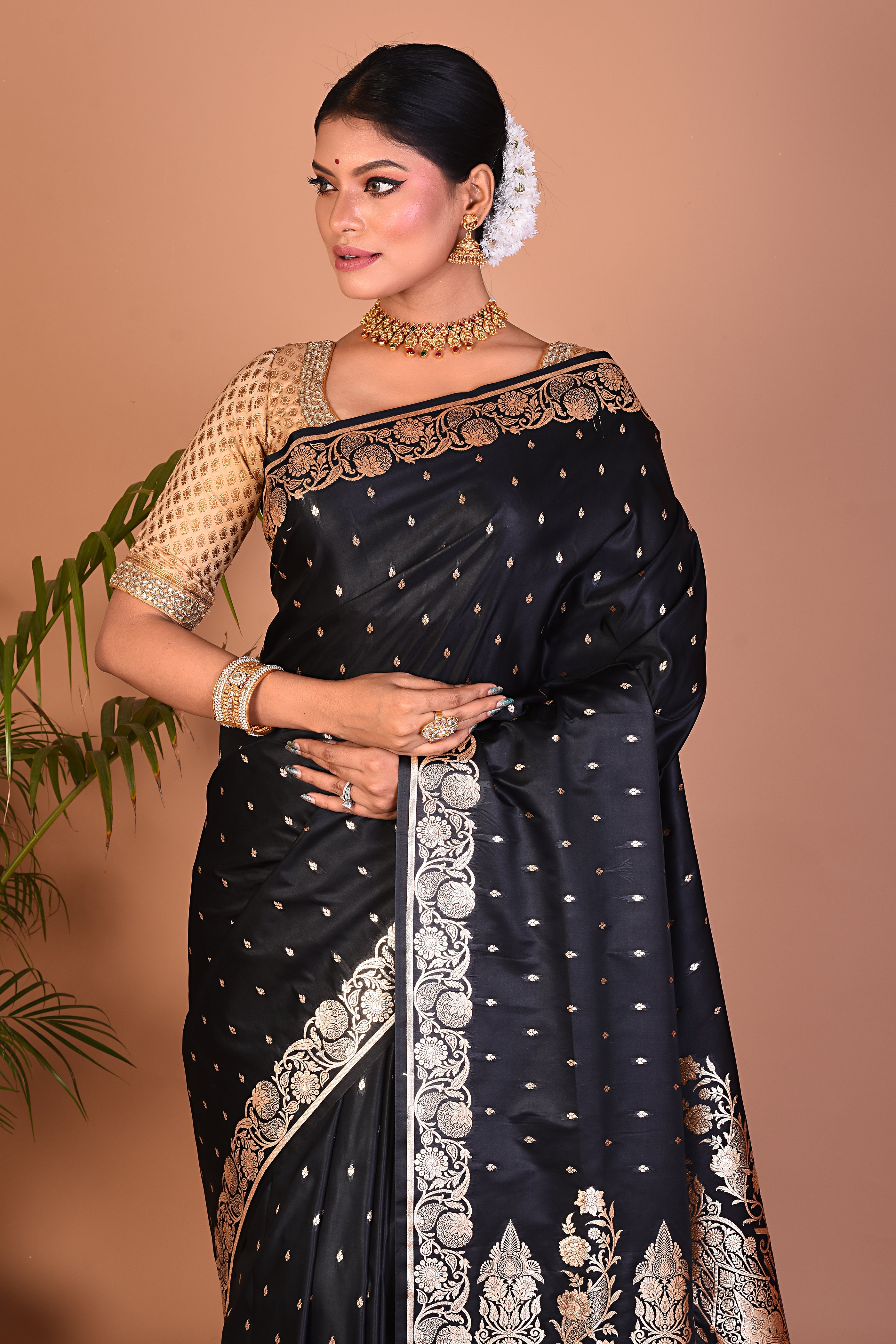 Lightweight Black Banarasi Saree - Keya Seth Exclusive