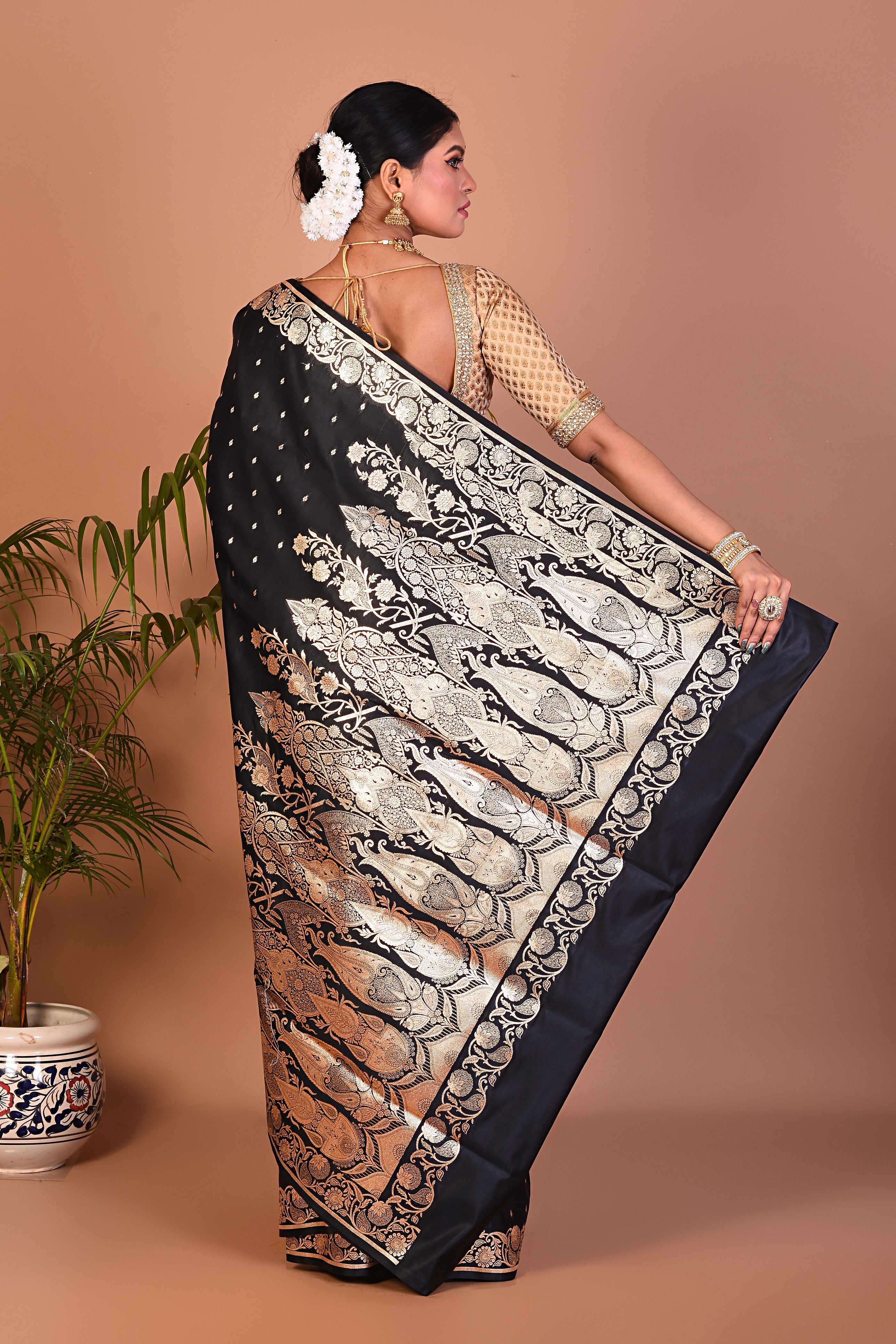 Lightweight Black Banarasi Saree - Keya Seth Exclusive