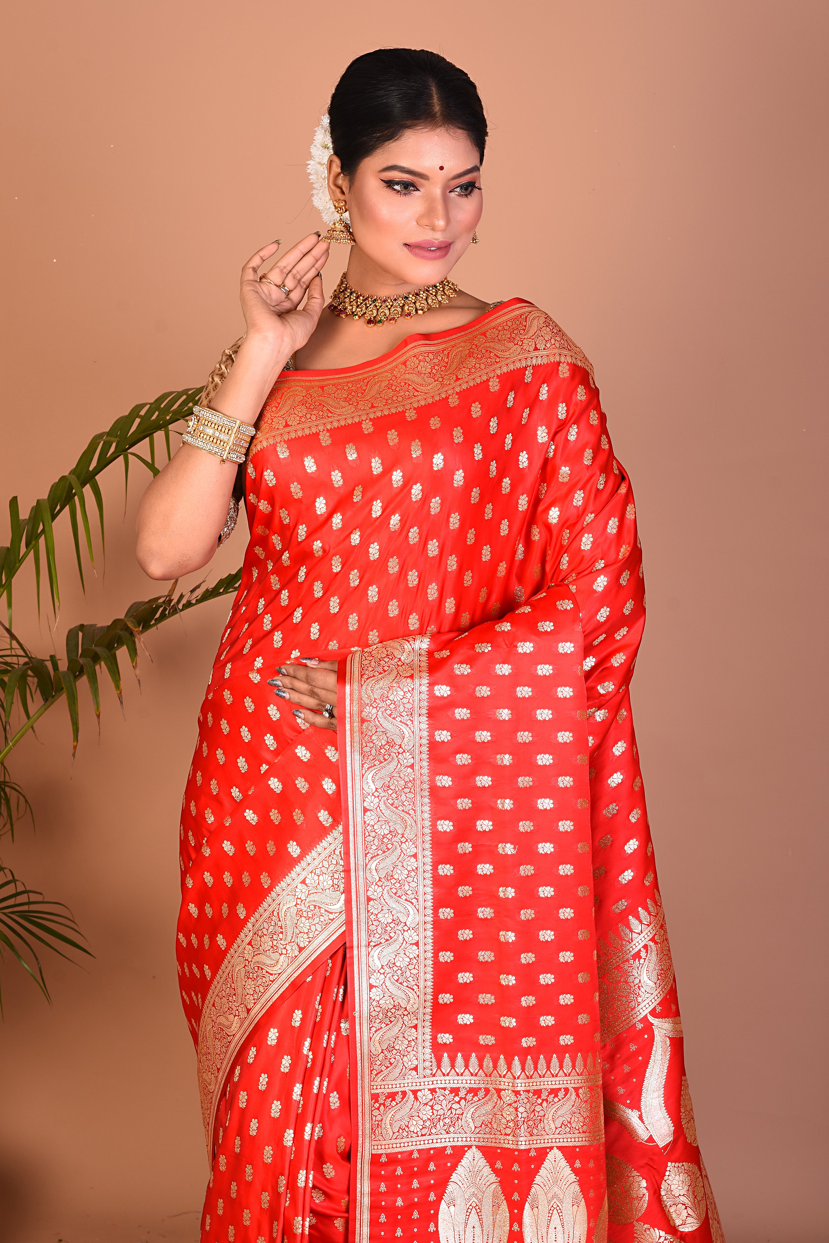 Beautiful Red Banarasi Saree - Keya Seth Exclusive