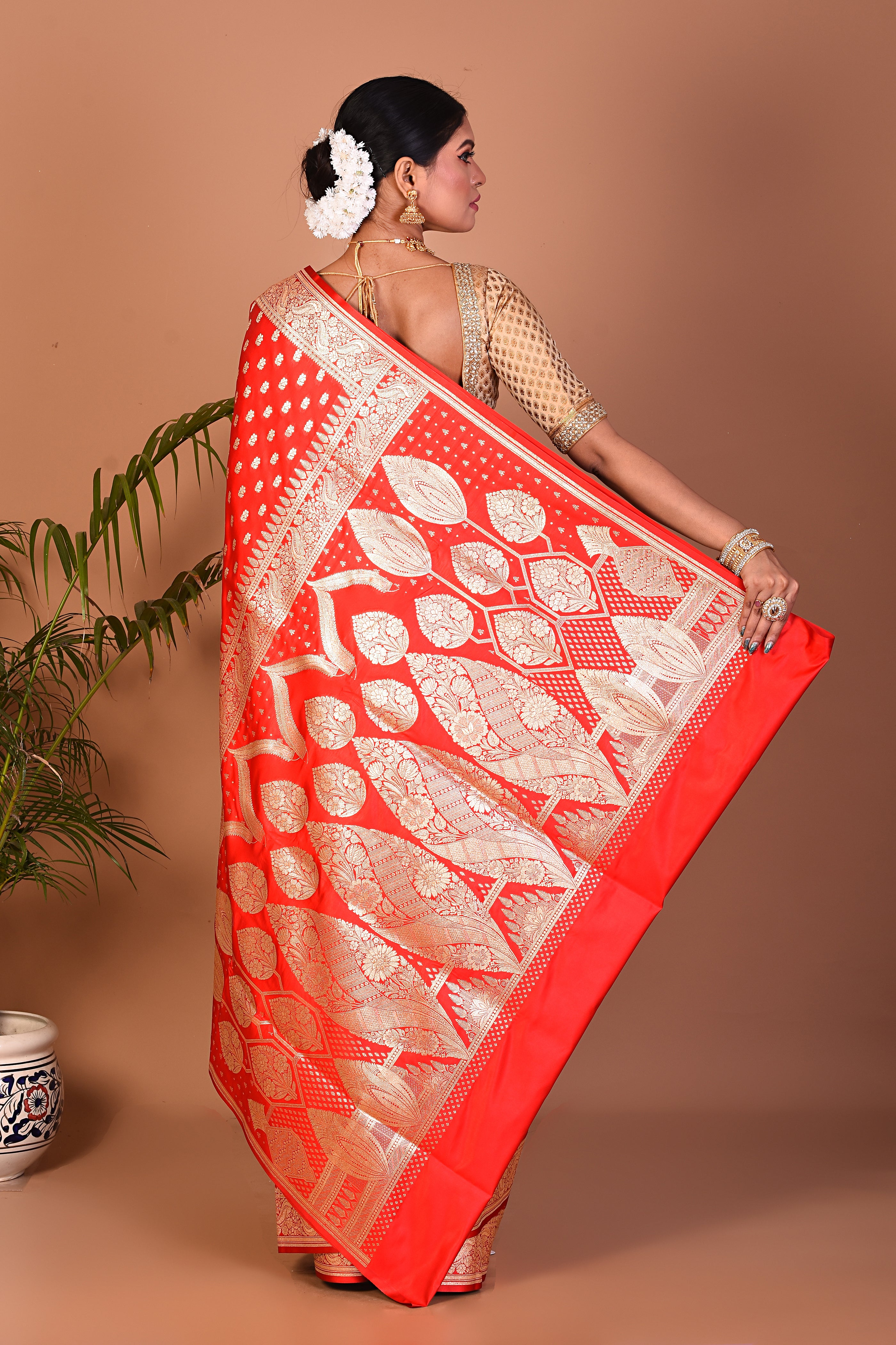 Beautiful Red Banarasi Saree - Keya Seth Exclusive