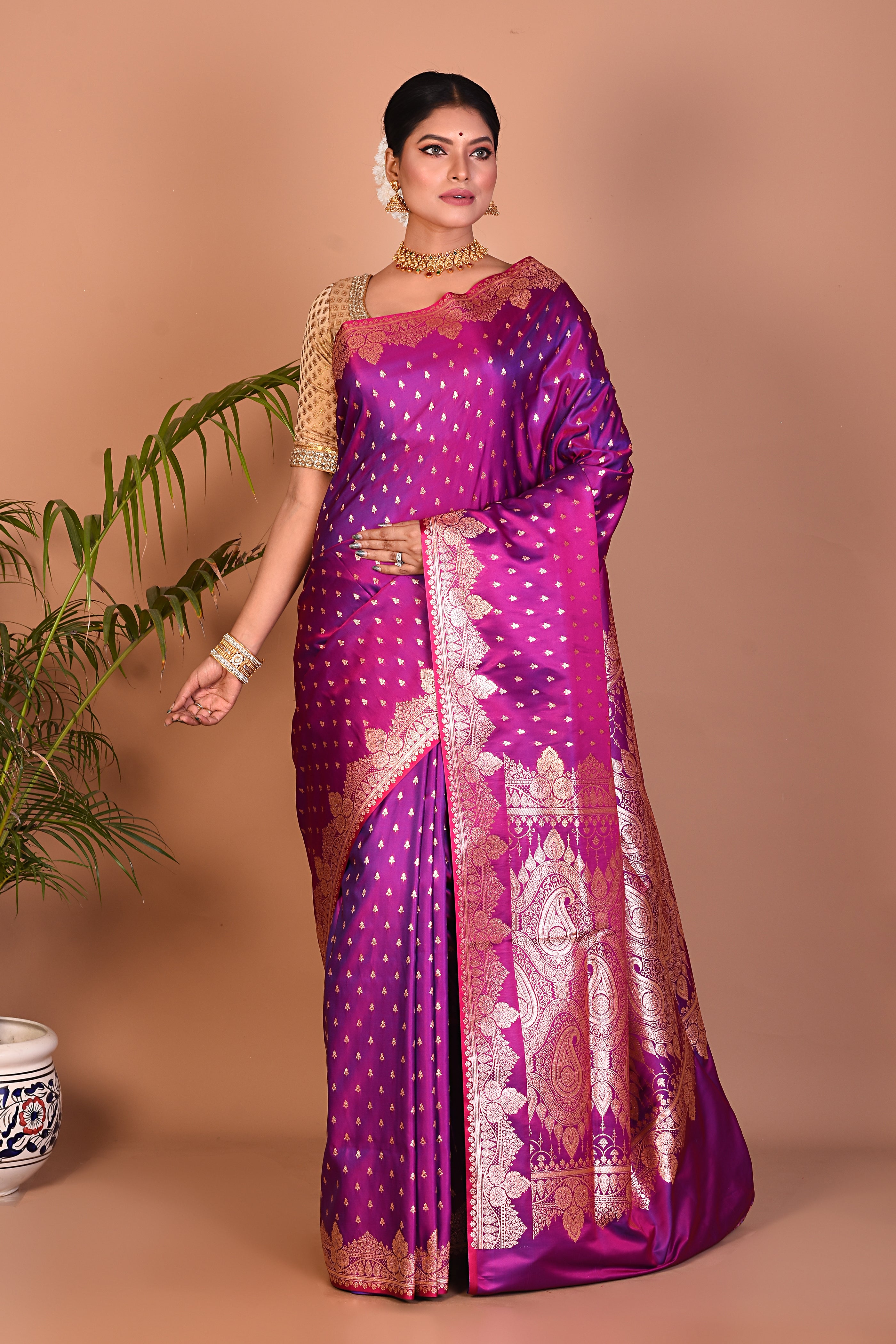 Lightweight Magenta Banarasi Saree - Keya Seth Exclusive