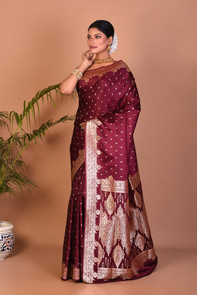 Lightweight Wine Banarasi Saree - Keya Seth Exclusive