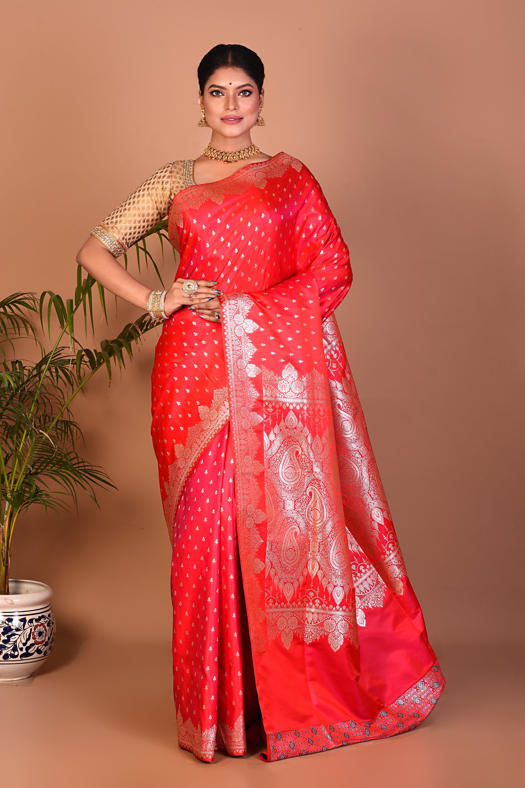 Gorgeous Red Banarasi Saree - Keya Seth Exclusive