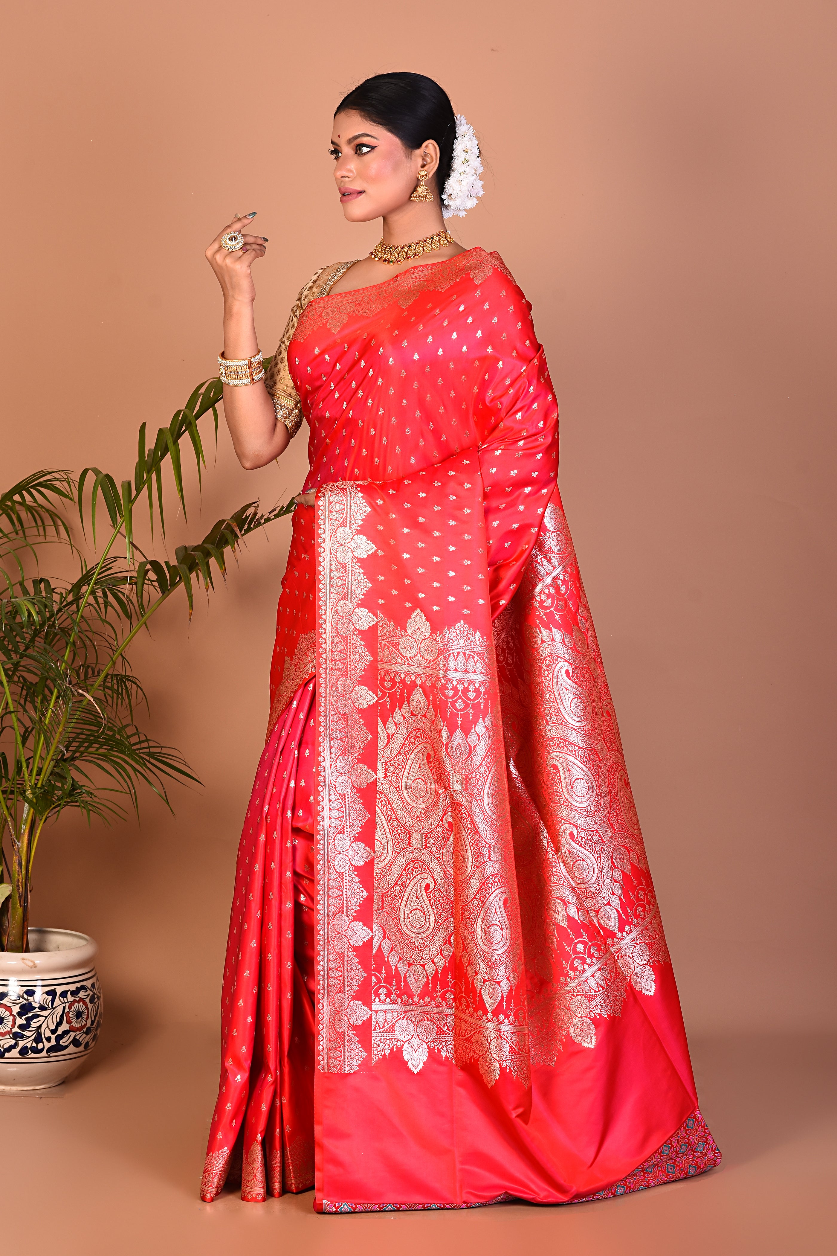 Gorgeous Red Banarasi Saree - Keya Seth Exclusive