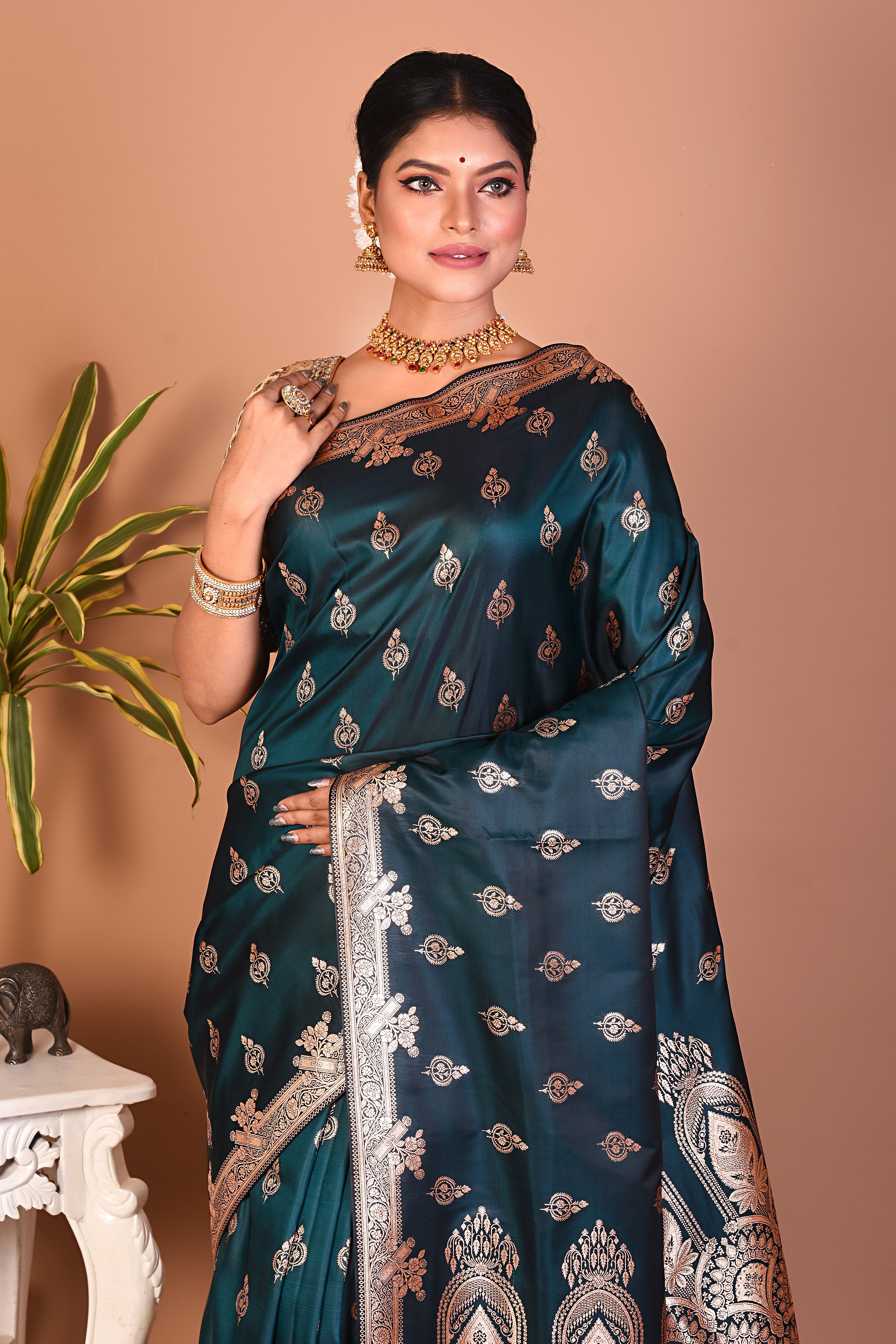 Gorgeous Deep Green Banarasi Saree - Keya Seth Exclusive