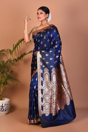 Lightweight Deep Blue Banarasi Saree - Keya Seth Exclusive