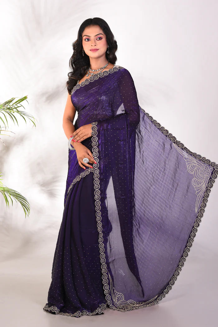 Fancy Purple Organza Saree - Keya Seth Exclusive
