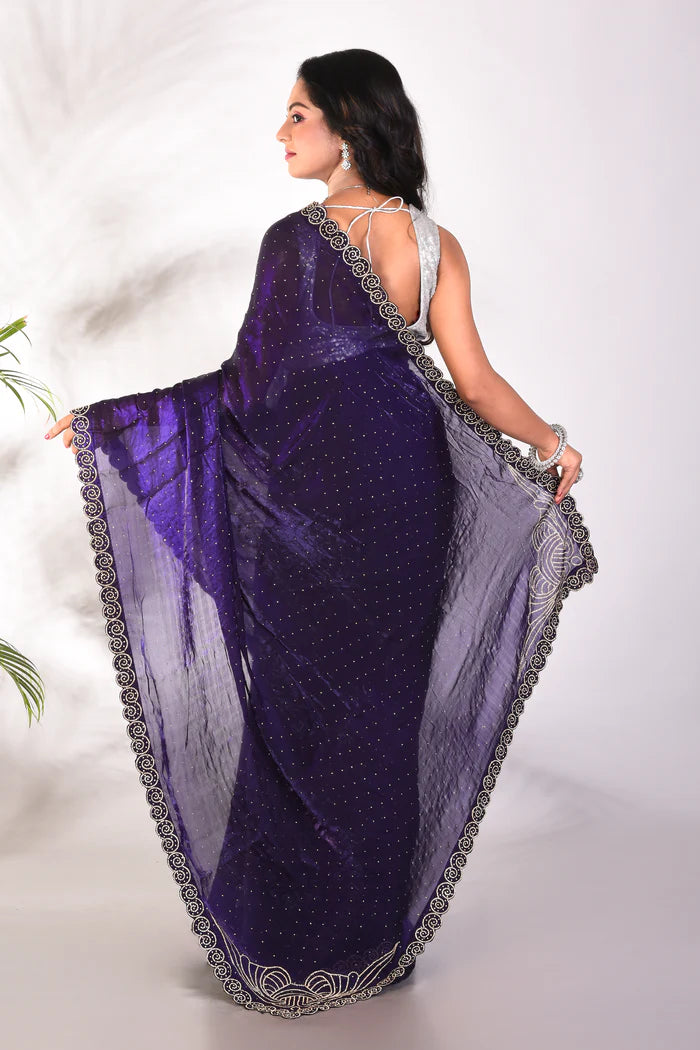 Fancy Purple Organza Saree - Keya Seth Exclusive