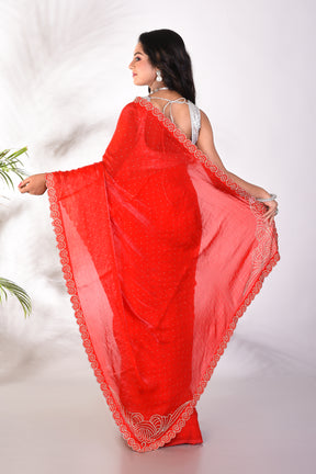 Fancy Red Organza Saree - Keya Seth Exclusive