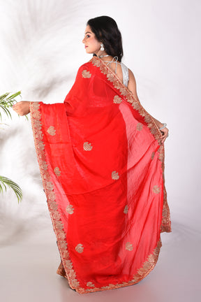 Fancy Red Organza Saree - Keya Seth Exclusive