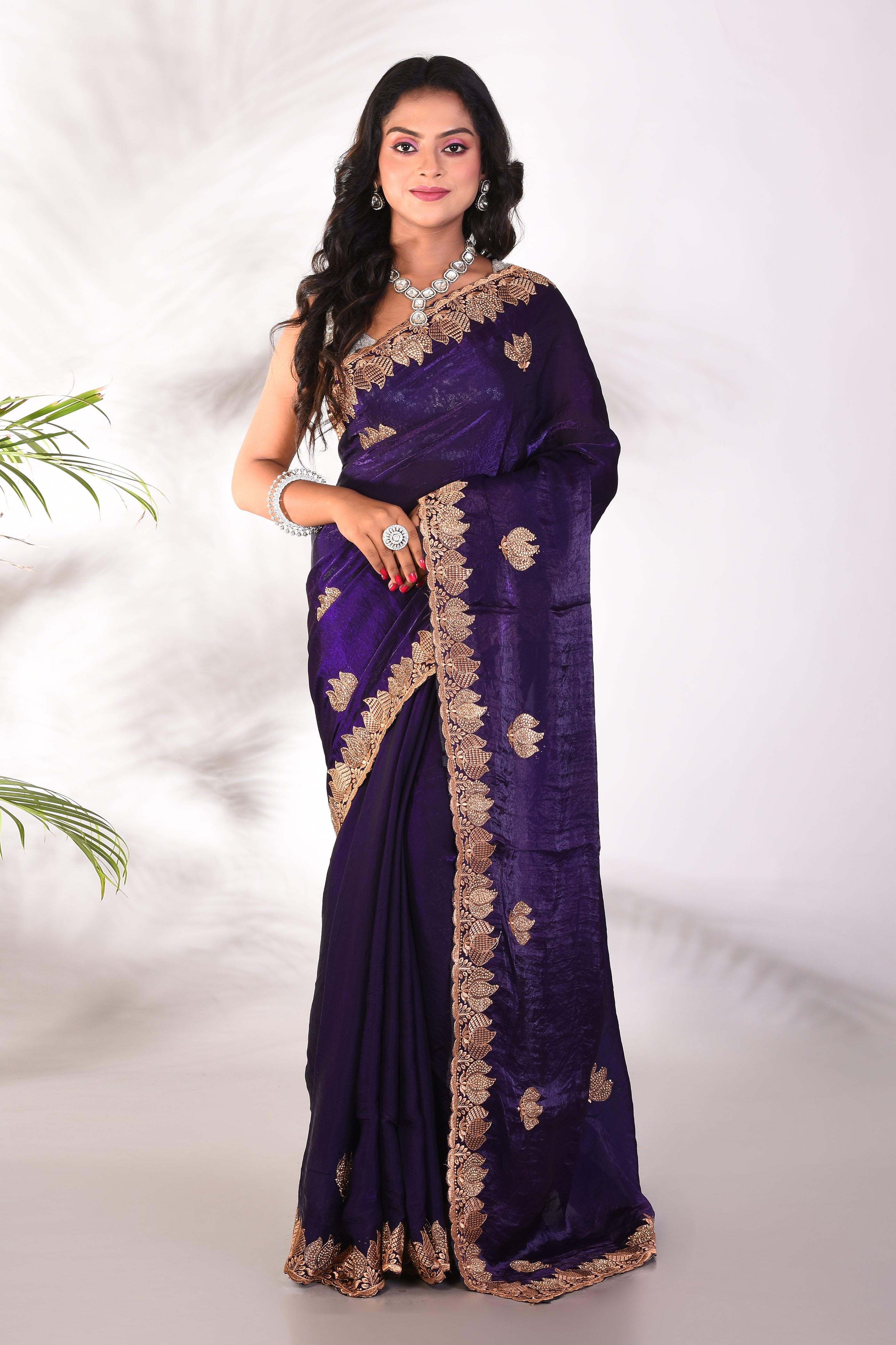 Fancy Violet Organza Saree - Keya Seth Exclusive