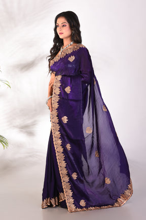 Fancy Violet Organza Saree - Keya Seth Exclusive