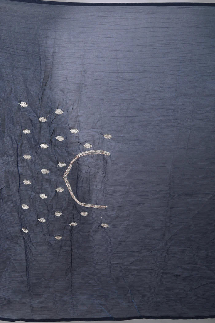 Navy Blue Blended Organza Saree - Keya Seth Exclusive