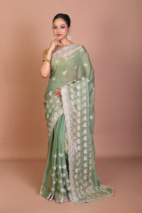 Green Blended Georgette Saree - Keya Seth Exclusive