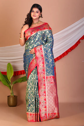Blue Blended Katan Silk Saree - Keya Seth Exclusive
