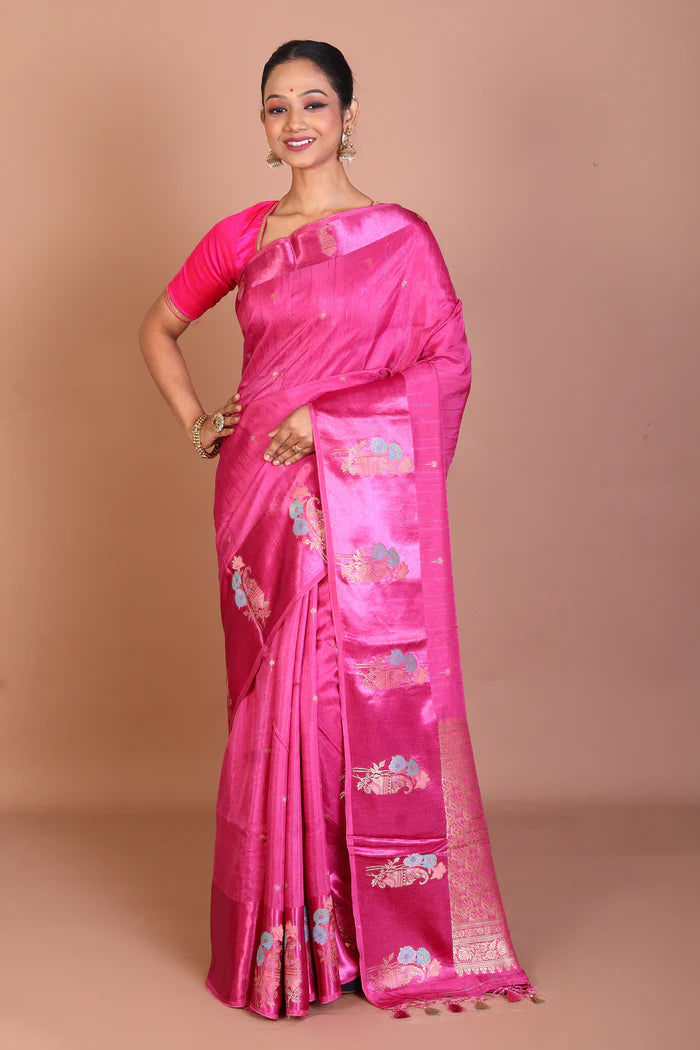 Magenta Blended Silk Saree - Keya Seth Exclusive