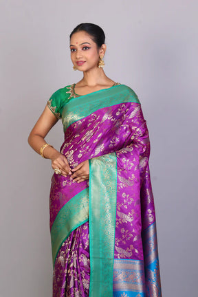 Purple Position Print Blended Silk Saree - Keya Seth Exclusive