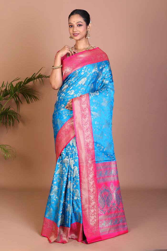 Blue Blended Dola Silk Saree - Keya Seth Exclusive