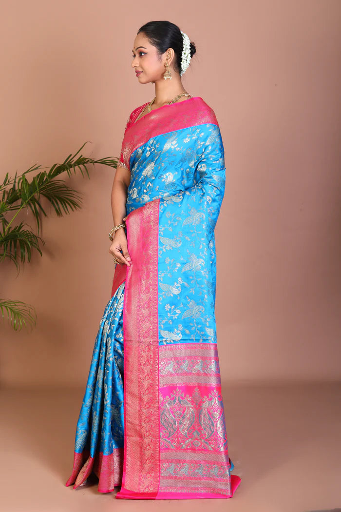Blue Blended Dola Silk Saree - Keya Seth Exclusive