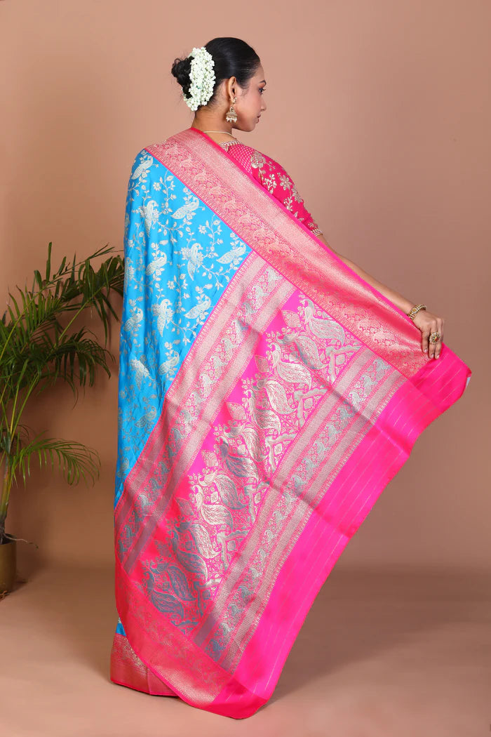 Blue Blended Dola Silk Saree - Keya Seth Exclusive