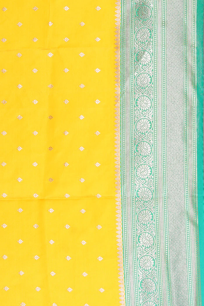 Yellow Blended Satin Silk Saree - Keya Seth Exclusive
