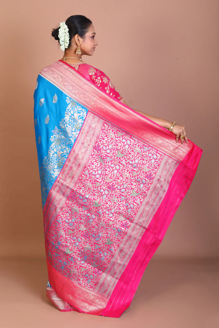 Blue Dupion Silk Saree - Keya Seth Exclusive