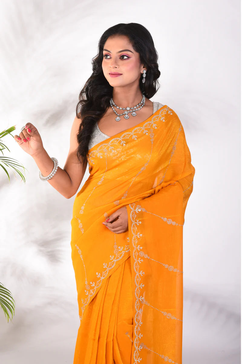 Fancy Mustard Yellow Jimmy Choo Saree - Keya Seth Exclusive