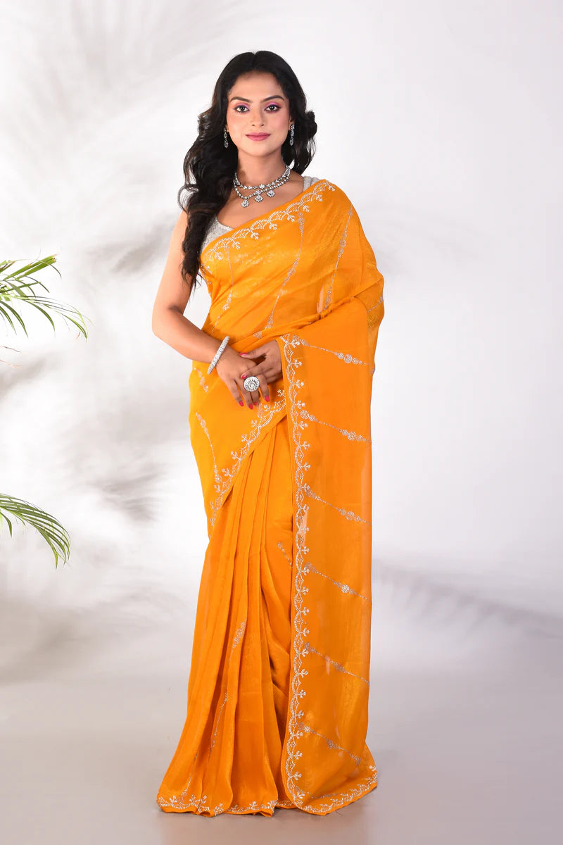 Fancy Mustard Yellow Jimmy Choo Saree - Keya Seth Exclusive