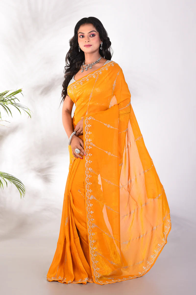 Fancy Mustard Yellow Jimmy Choo Saree - Keya Seth Exclusive