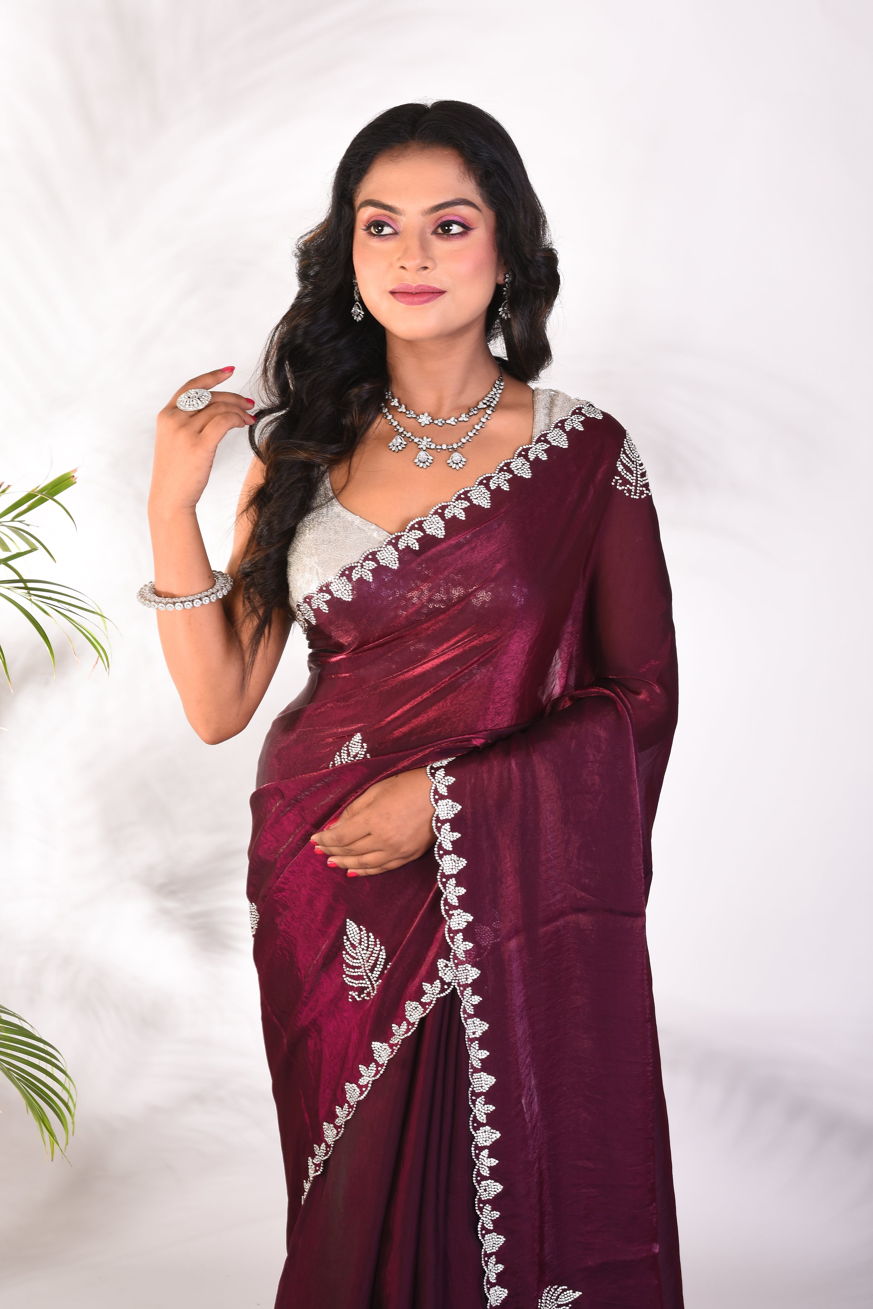 Fancy Magenta Organza Saree - Keya Seth Exclusive