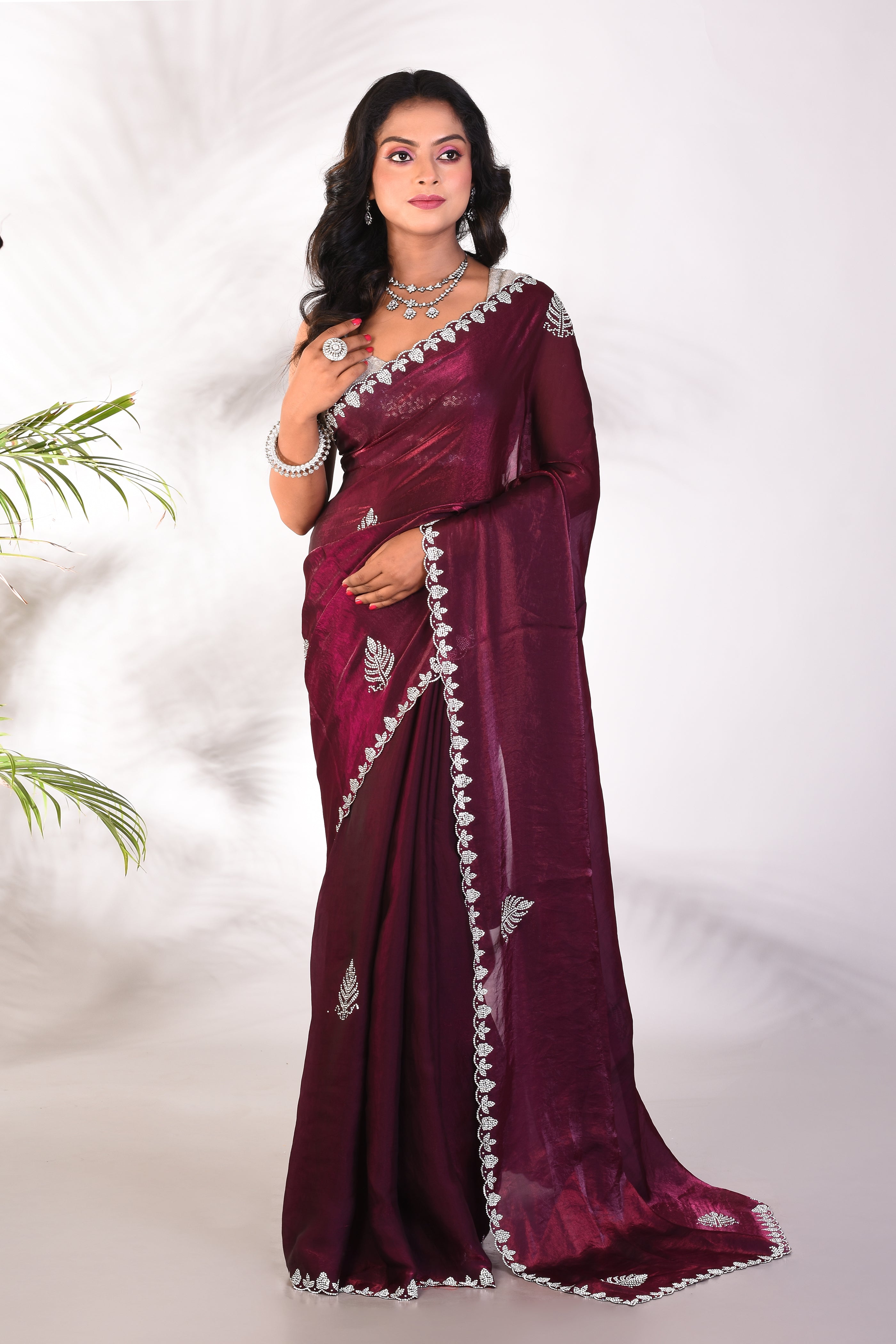 Fancy Magenta Organza Saree - Keya Seth Exclusive