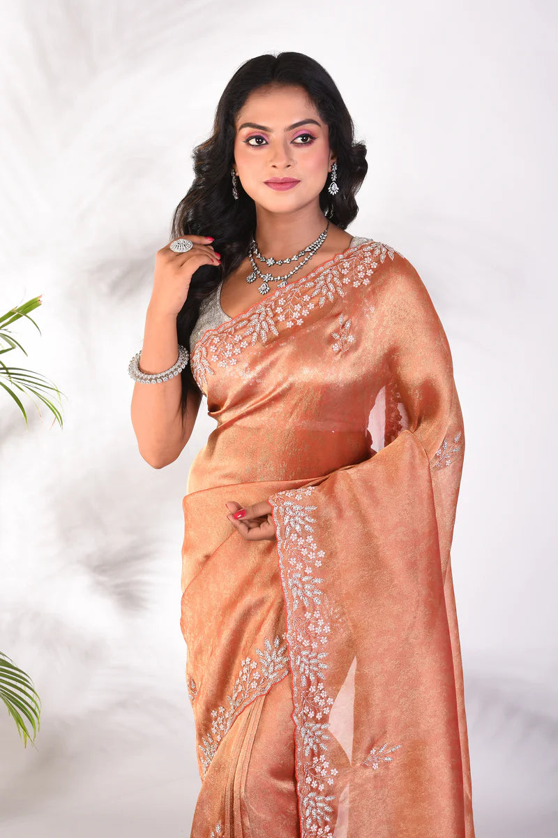 Fancy Metallic Brown Jimmy Choo Saree - Keya Seth Exclusive