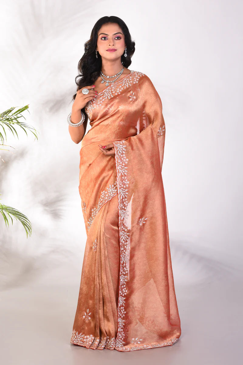 Fancy Metallic Brown Jimmy Choo Saree - Keya Seth Exclusive