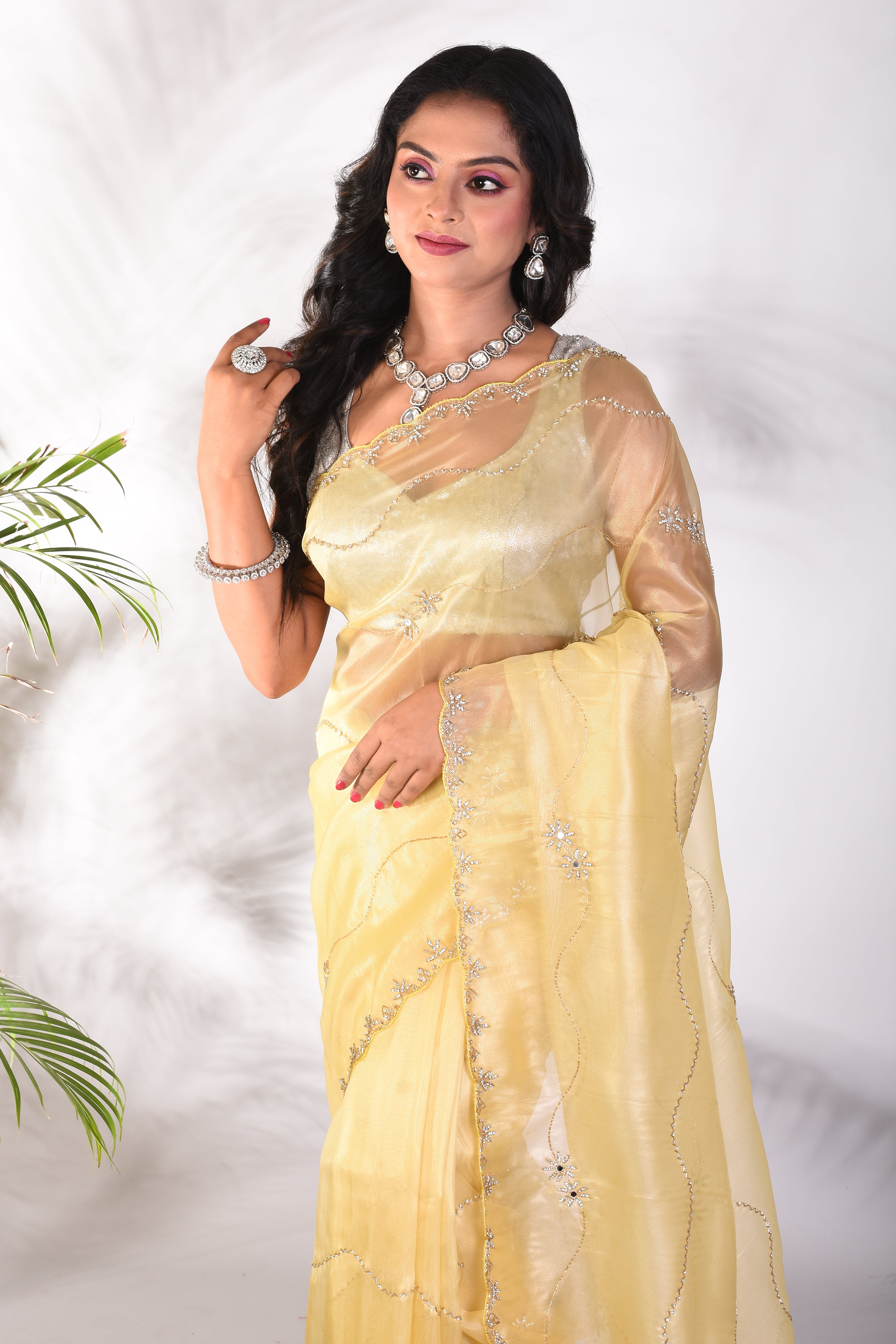 Fancy Golden Jimmy Choo Saree - Keya Seth Exclusive