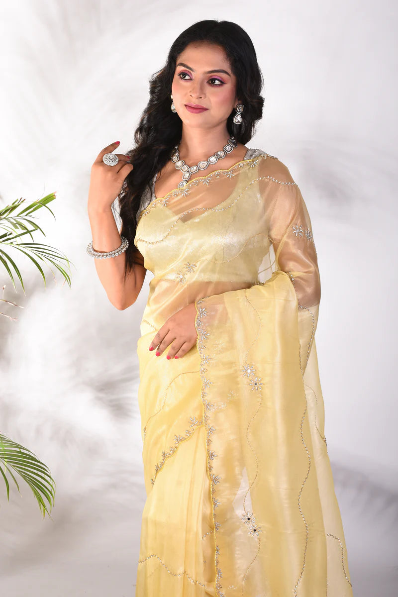 Fancy Golden Jimmy Choo Saree - Keya Seth Exclusive