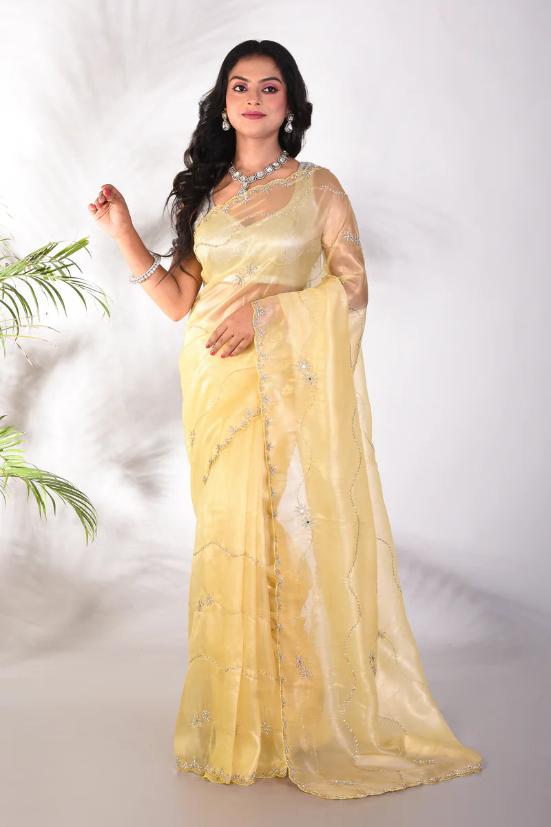 Fancy Golden Jimmy Choo Saree - Keya Seth Exclusive